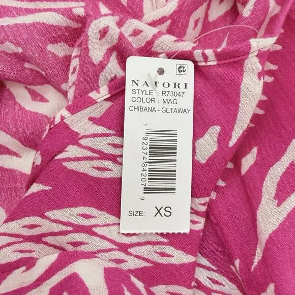 Natori Getaway Midi Dress Pink Lightweight Cotton Boho XS Resort Vacation Summer - Picture 8 of 9